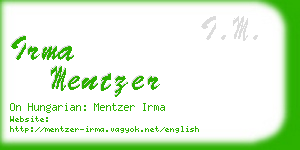 irma mentzer business card